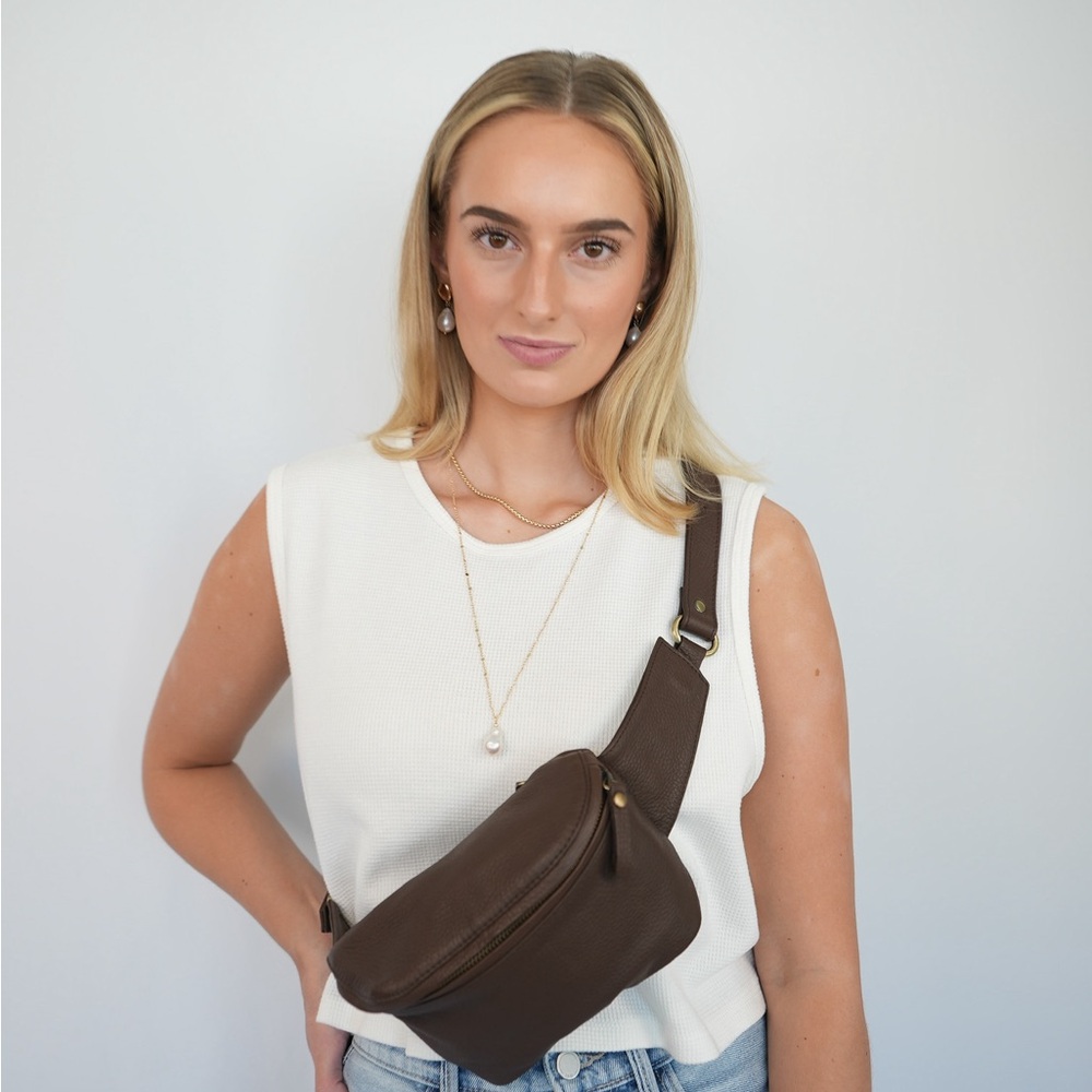 Brown Genuine Leather Belt Bag
